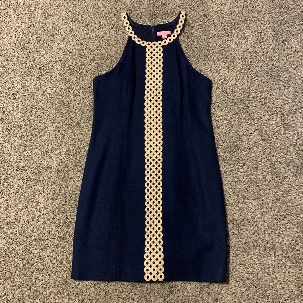 Lilly Pulitzer navy and gold dress. Size 6
